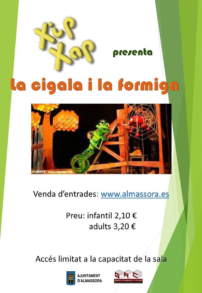 Actividades para niños en Castellón. Teatro familiar La Cigala y la Hormiga